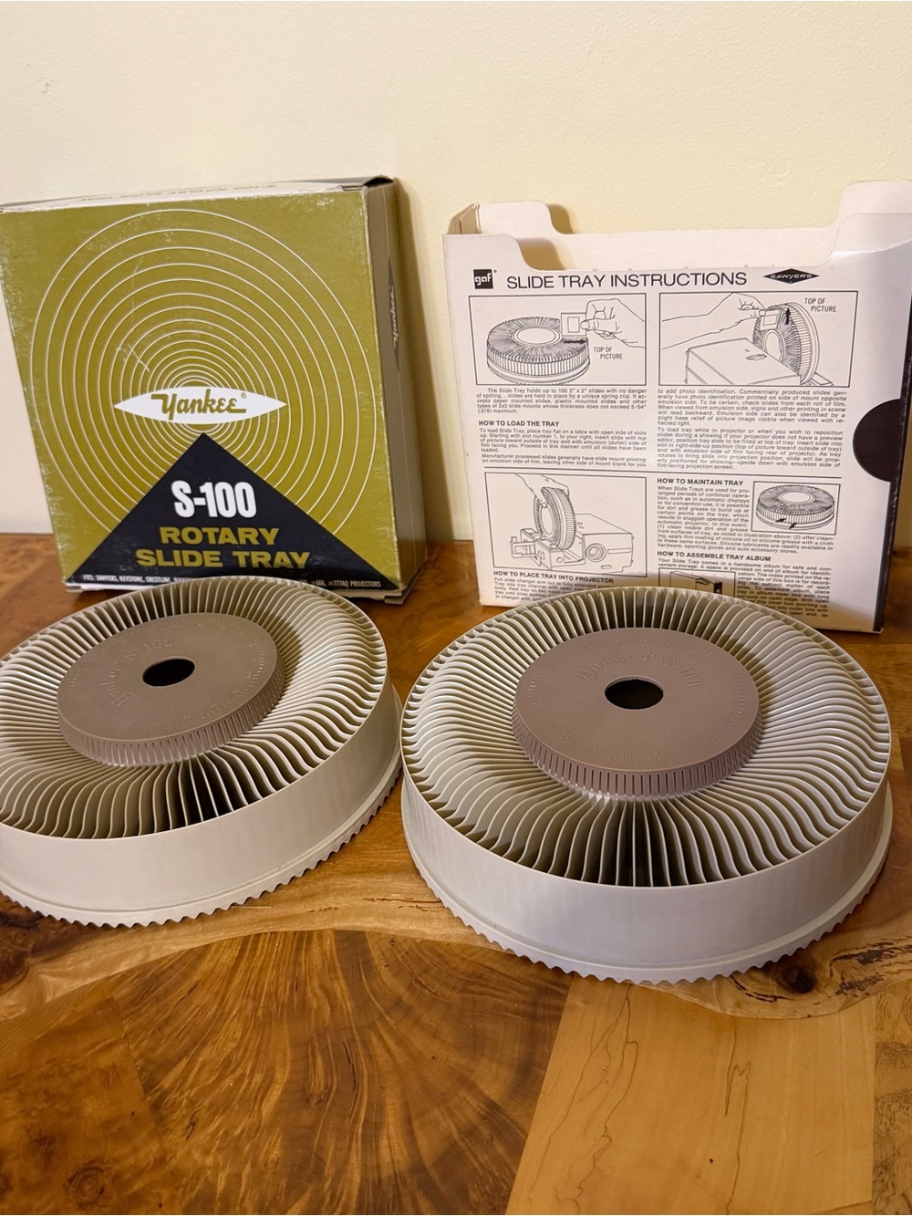 Vintage Yankee S-100 Rotary 100 Slide Tray Carousels Lot of two (2)